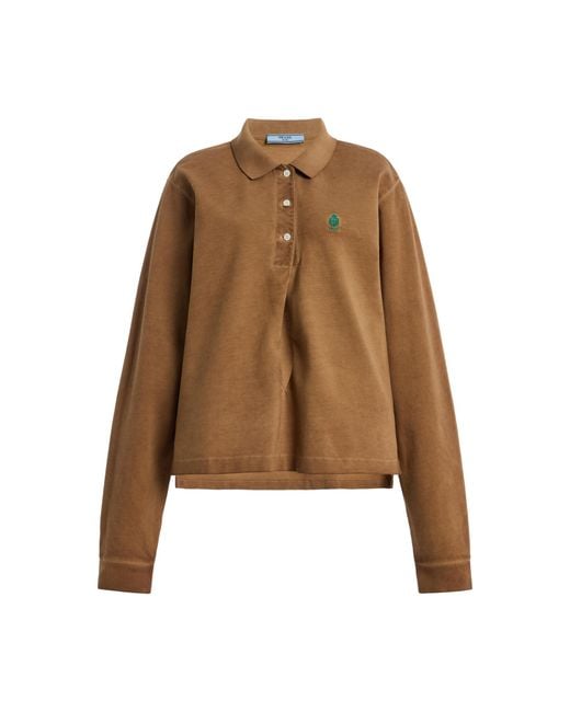 Prada Natural Cotton Pique Polo Shirt