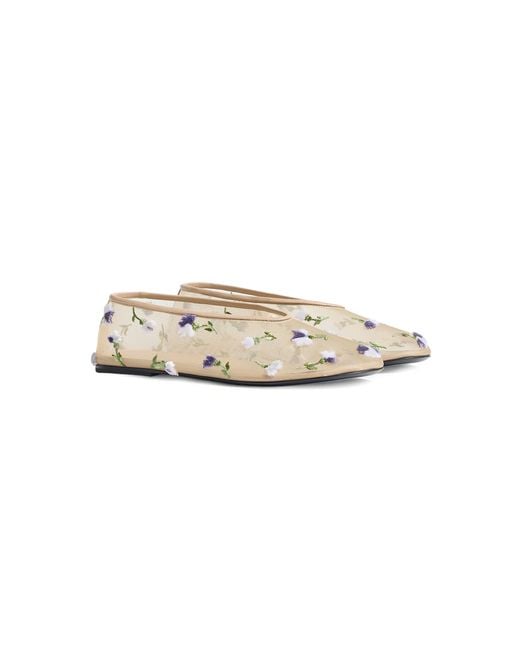 Khaite Natural Marcy Floral-embroidered Mesh Flats