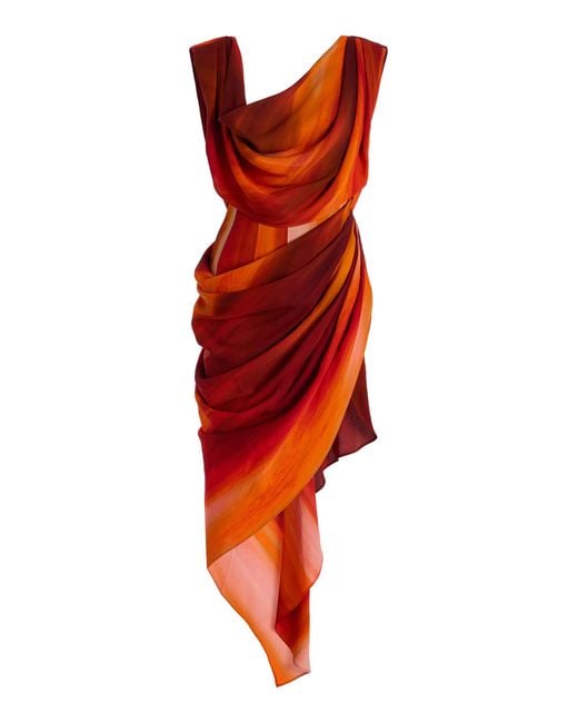 LAQUAN SMITH Red Open-Back Corseted Mini Dress