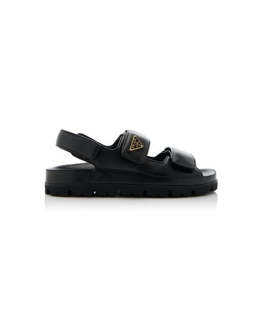 Prada Black Leather Sandals