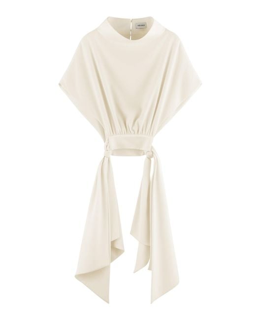 ARAKII White Exclusive Draped Crepe Top