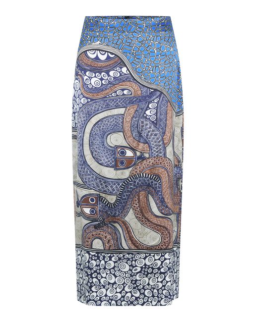 Heirlome Blue L. Manuel Morales Silk Maxi Skirt