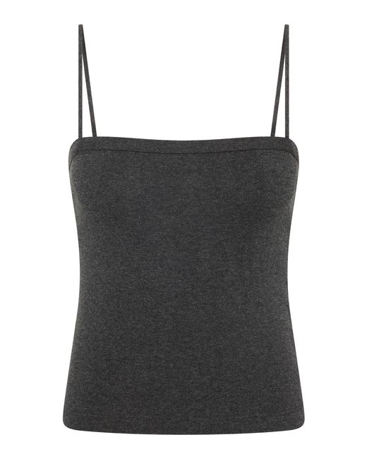 St. Agni Black Cotton Square Neck Cami