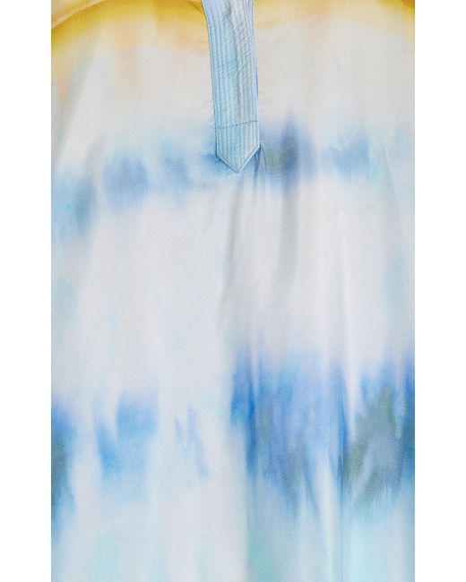 Silvia Tcherassi Blue Exclusive Fiametta Tie-dyed Satin Maxi Tunic Dress
