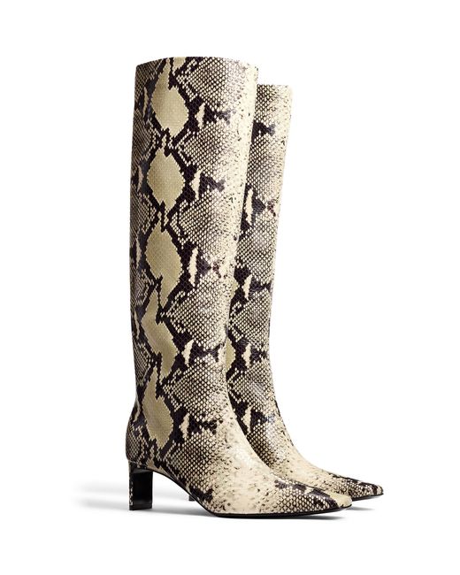 Khaite White Ona Python-effect Leather Knee Boots