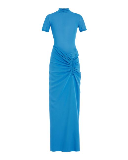 Christopher Esber Blue Exclusive Fusion Ruched T-shirt Gown