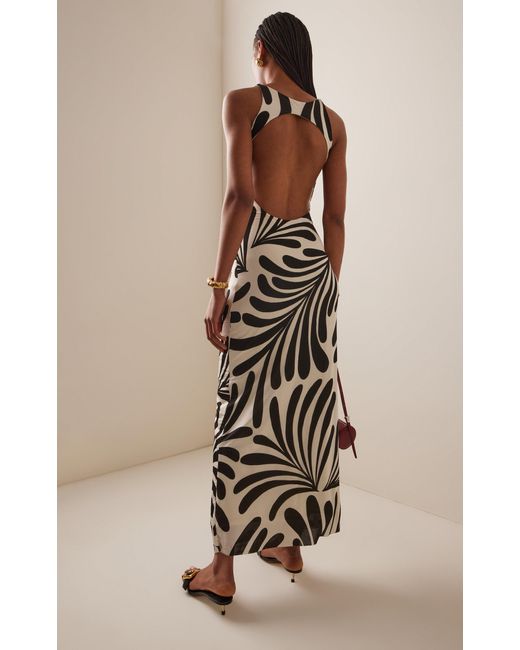 Cala De La Cruz White Solange Open Back Jersey Maxi Dress
