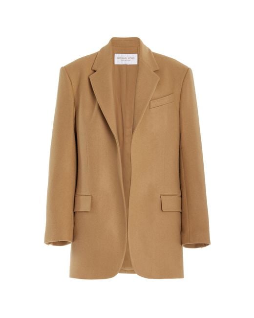 Michael Kors Brown Oversized Wool Wrap Blazer