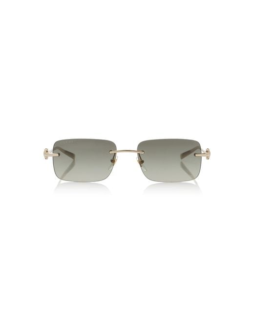 Gucci Gray Horsebit Square-Frame Metal Sunglasses