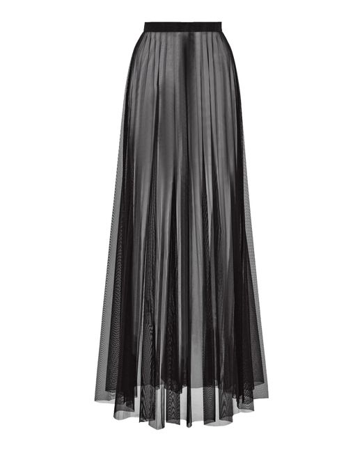 Frankie Shop Black Vallen Pleated Mesh Maxi Skirt