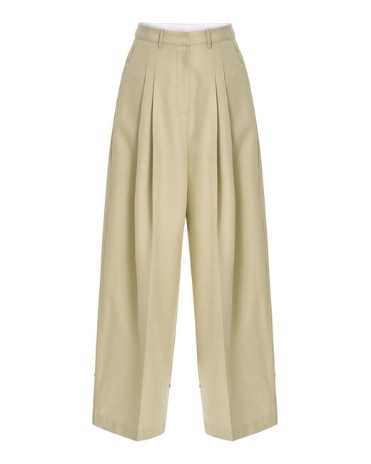Source Unknown Natural Roanna Button Cuff Straight Leg Trousers