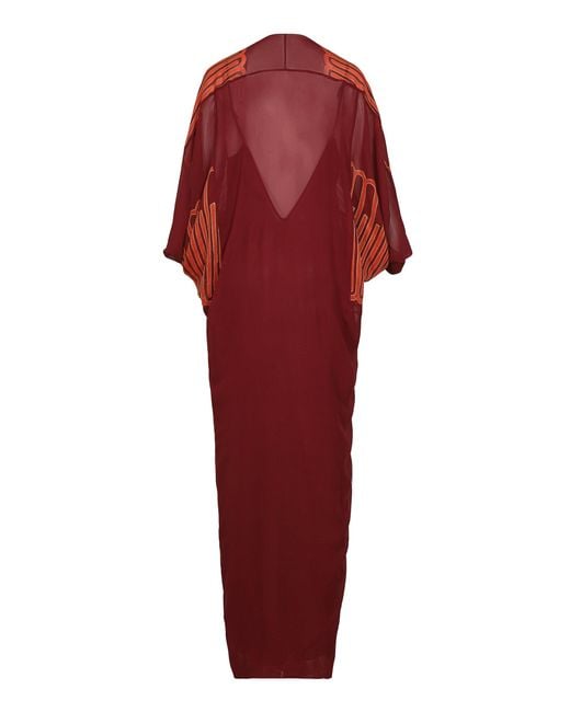 Johanna Ortiz Red Sensory Tapresty Silk Caftan Dress