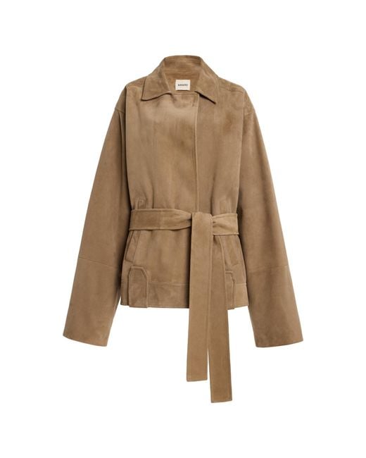 Khaite Natural Alder Belted Suede Jacket