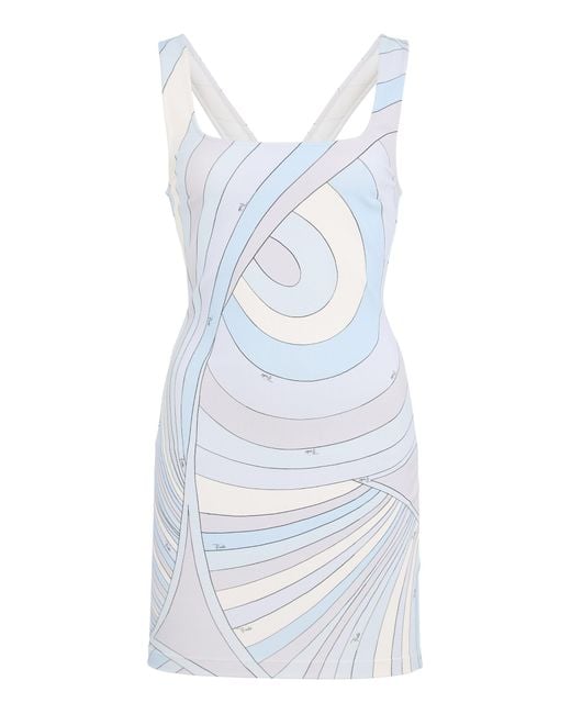 Emilio Pucci Blue Printed Jersey Mini Dress