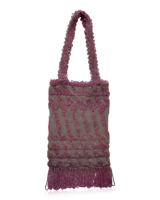 Lucia Zolea Purple 1920S Berry Glass Fringed Purse