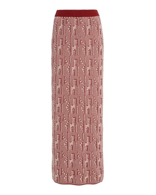 Escvdo Red Tayta Knit Cotton Maxi Skirt