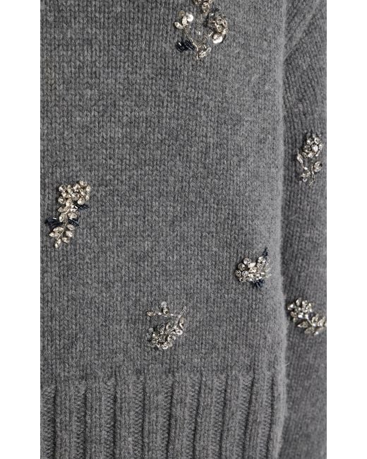 Jonathan Simkhai Gray Coraline Crystal Wool-Cashmere Sweater
