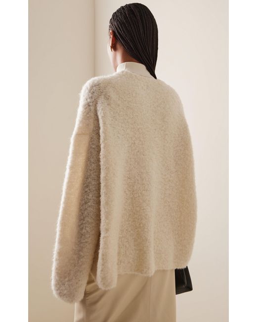 Totême  Natural Boxy Bouclé Knit Alpaca-Wool Top