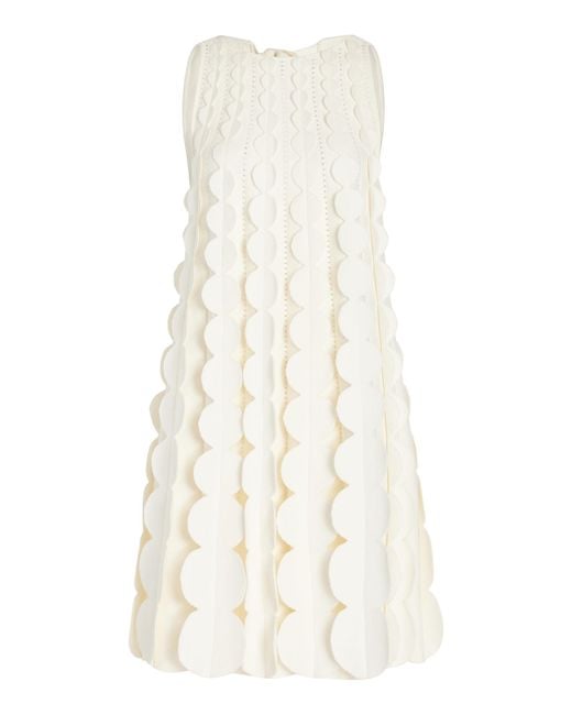 Oscar de la Renta White 3D-Circle Knit Trapeze Mini Dress