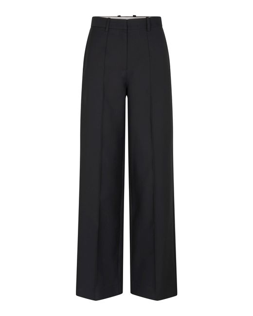 Heirlome Black Lucia Silk-Wool Wide-Leg Pants