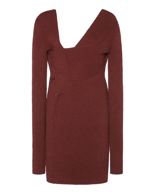 Bottega Veneta Red Ribbed-Knit Mini Dress