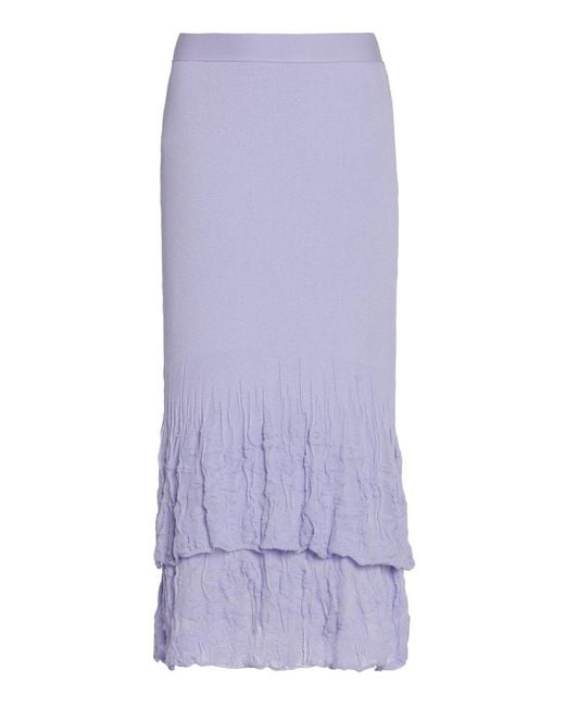 Bottega Veneta Purple 2-in-1 Flower-knit Cotton Skirt