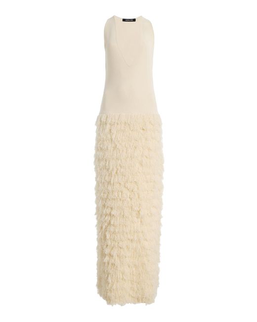 Ashlyn White Fringed Knit Gown