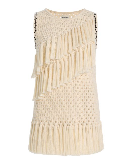 Escvdo Natural Exclusive Espina Fringed Crocheted Cotton Top