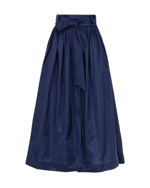 Martin Grant Blue Gathered Wool Silk Skirt