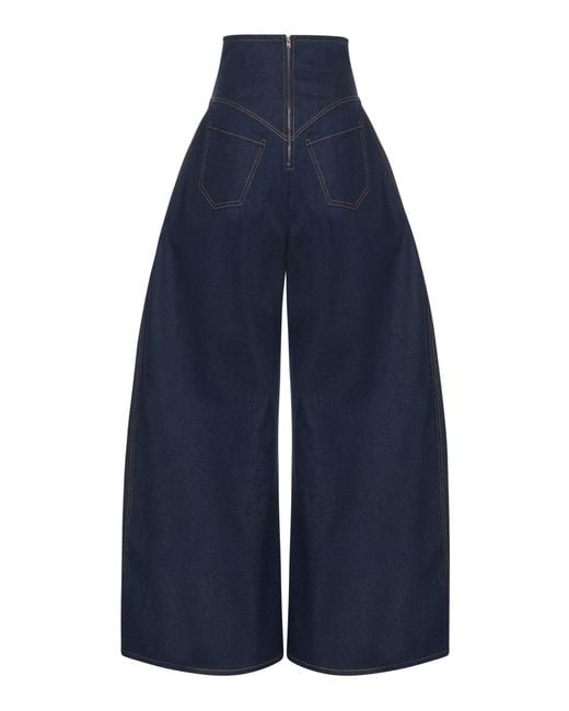 A.W.A.K.E. MODE Blue Reversed Rigid High-Rise Rounded Jeans