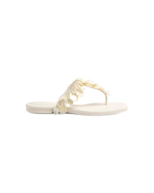 Jonathan Simkhai White Elin Shell Beaded Thong Sandal