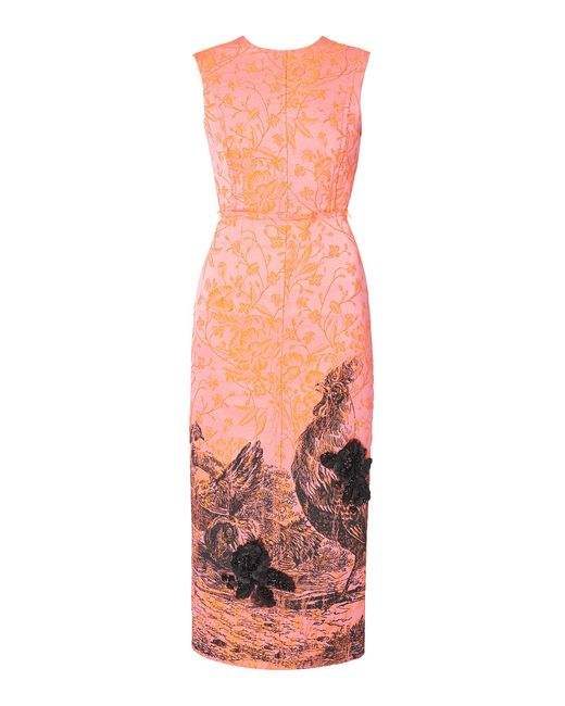 Erdem Pink Tailored Jacquard Midi Dress