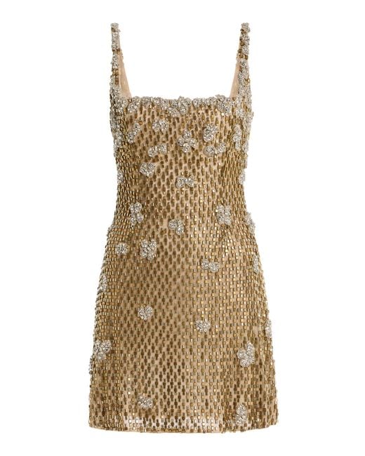 Rachel Gilbert Natural Solana Embellished Tulle Mini Dress