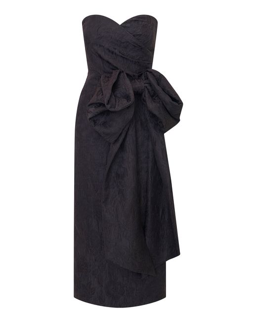 LoveShackFancy Black Dovato Wool-Silk Blend Jacquard Maxi Dress