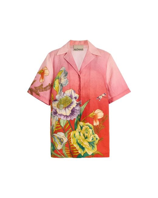 ALÉMAIS Red Inez Ombre Linen Shirt