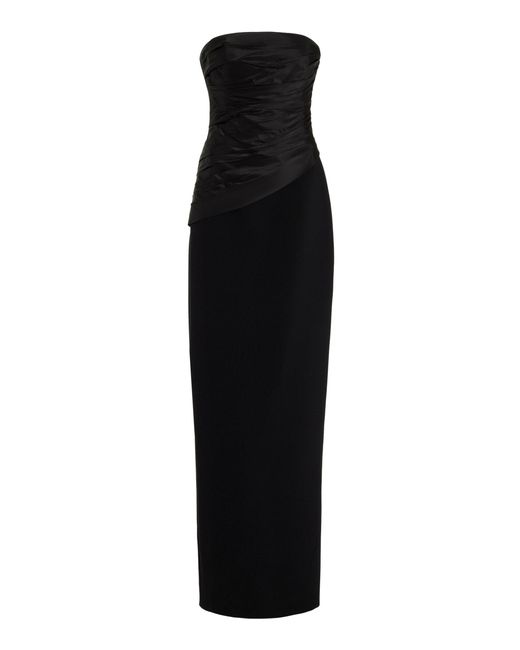 Carolina Herrera Black Strapless Ruched Gown