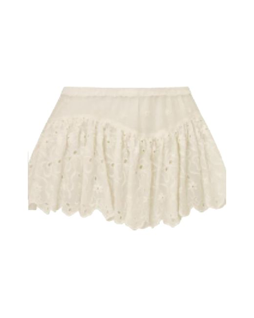 LoveShackFancy Natural Hennet Jardin Eyelet Mini Skirt