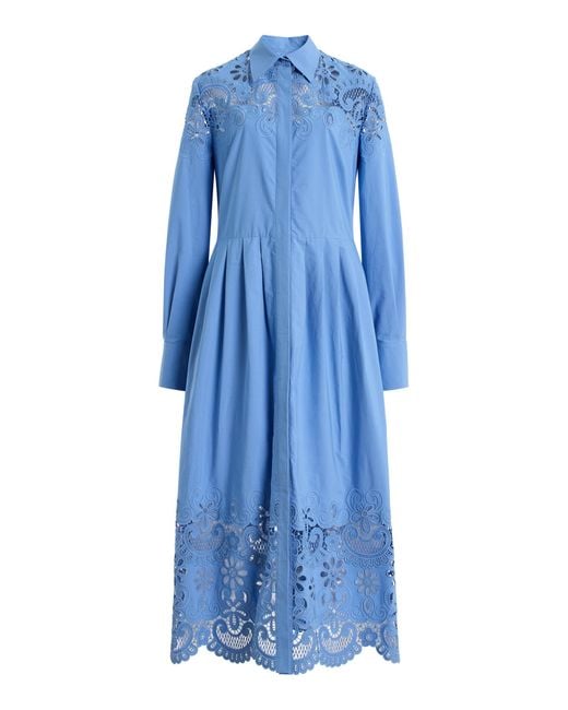 Valentino Garavani Blue Embroidered Silk Dress