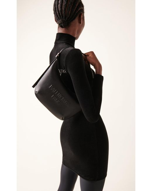 Balenciaga Black Mary-kate Embossed Leather Sling Bag