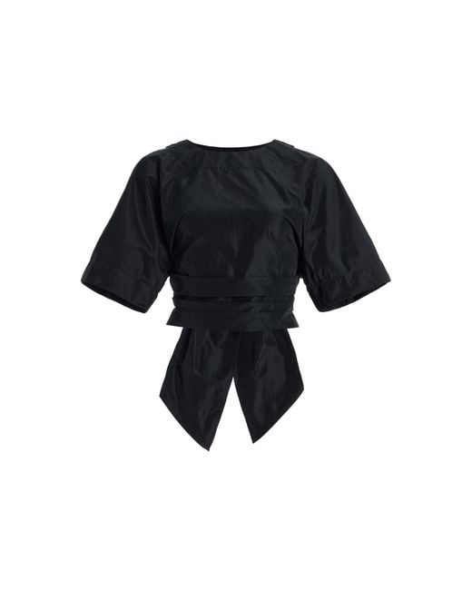 Staud Black Michelina Bow-Detailed Shell Top