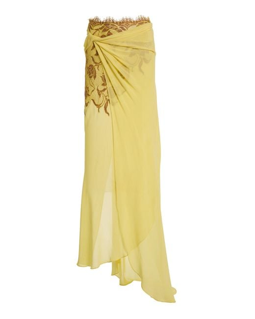 Christopher Esber Yellow Aluna Lace Draped Skirt