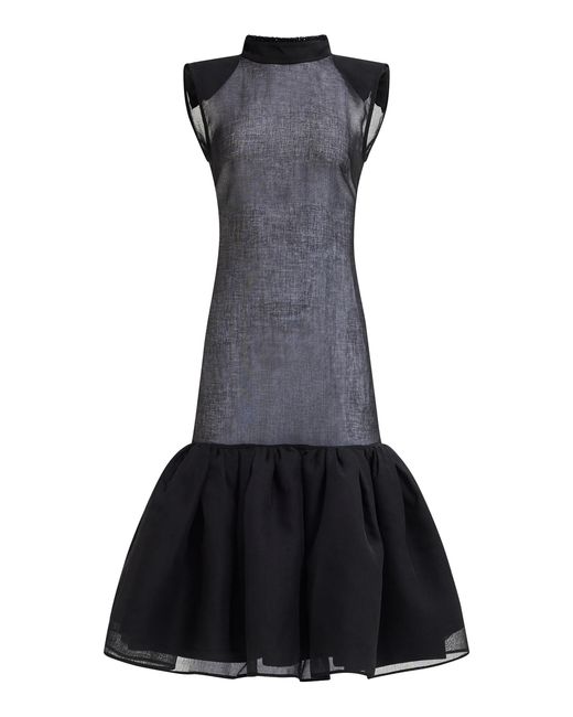 Aje. Black Zinnia Sheer Midi Dress