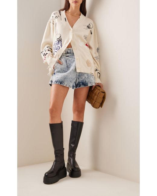R13 Appliqued Cotton Letterman Cardigan in White Lyst