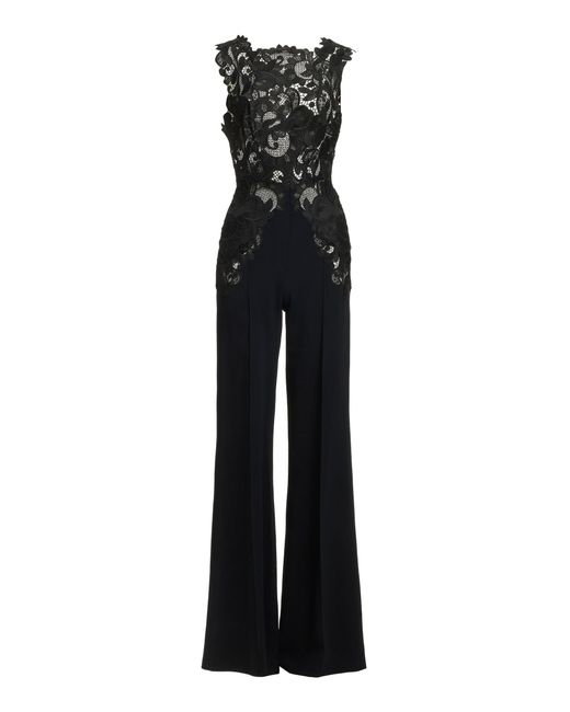 Elie Saab Black Lace-Top Jumpsuit
