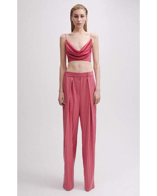 Alex Perry Red Draped Satin Crepe Crop Top