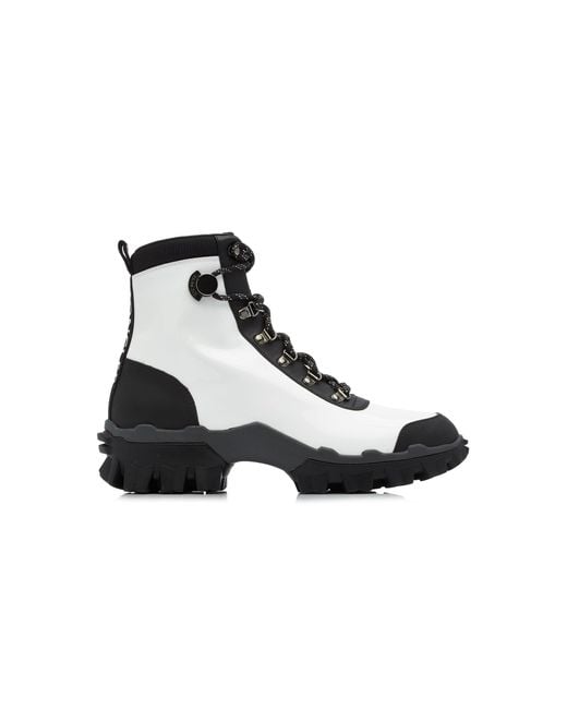 Moncler White Helis Leather Lug-sole Ankle Boots