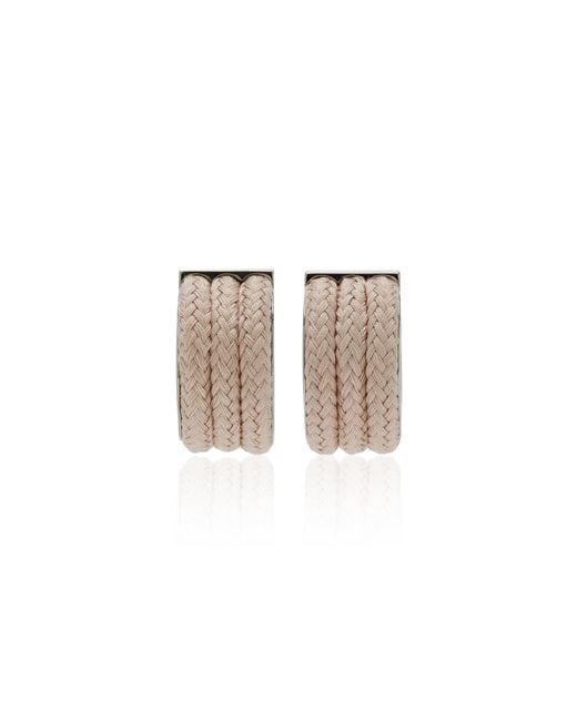 Alaïa Natural Cotton Cord Wide Hoop Earrings