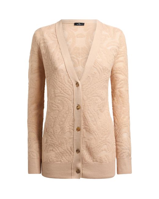 Etro Natural V-Neck Knit Cardigan