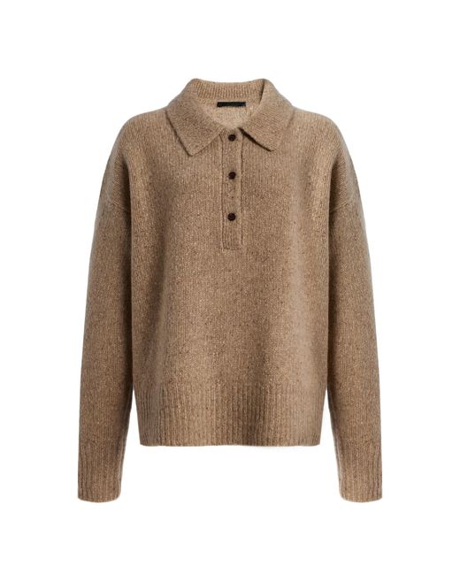 Jenni Kayne Brown Burke Donegal Cashmere Polo Sweater