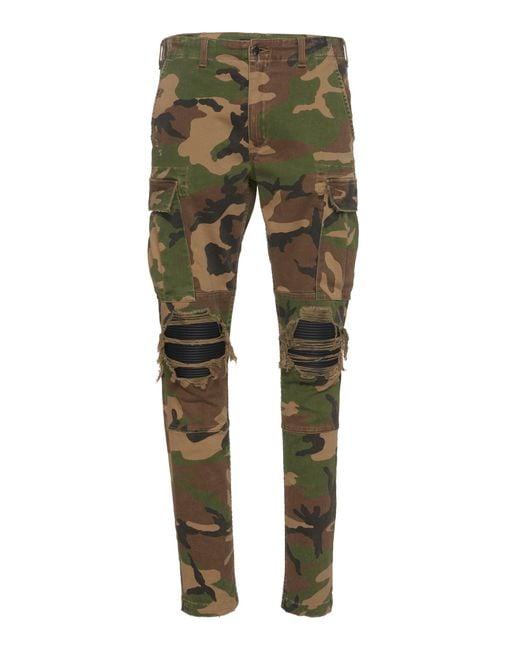 Amiri Green Camouflage Print Cargo Trousers for men